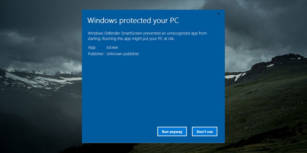 Alerta do SmartScreen do Windows — o MotW é o que aciona essa proteção