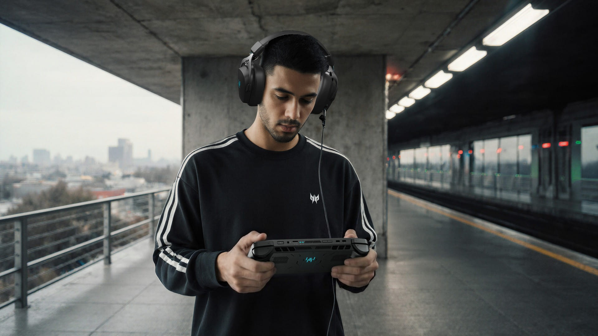Predator Atlas 7 sendo usado em uma plataforma de metrô