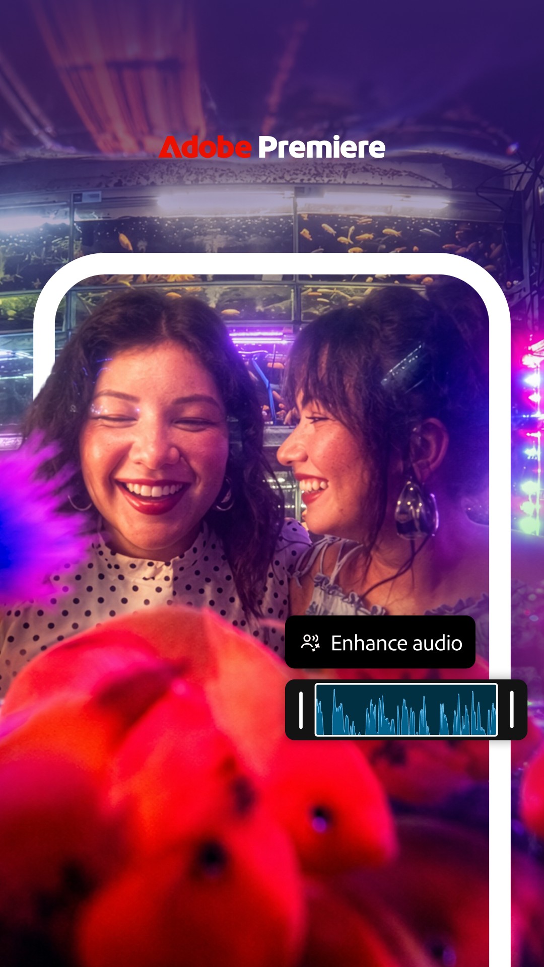 Tela do Premiere para Android com o recurso de melhoria de áudio