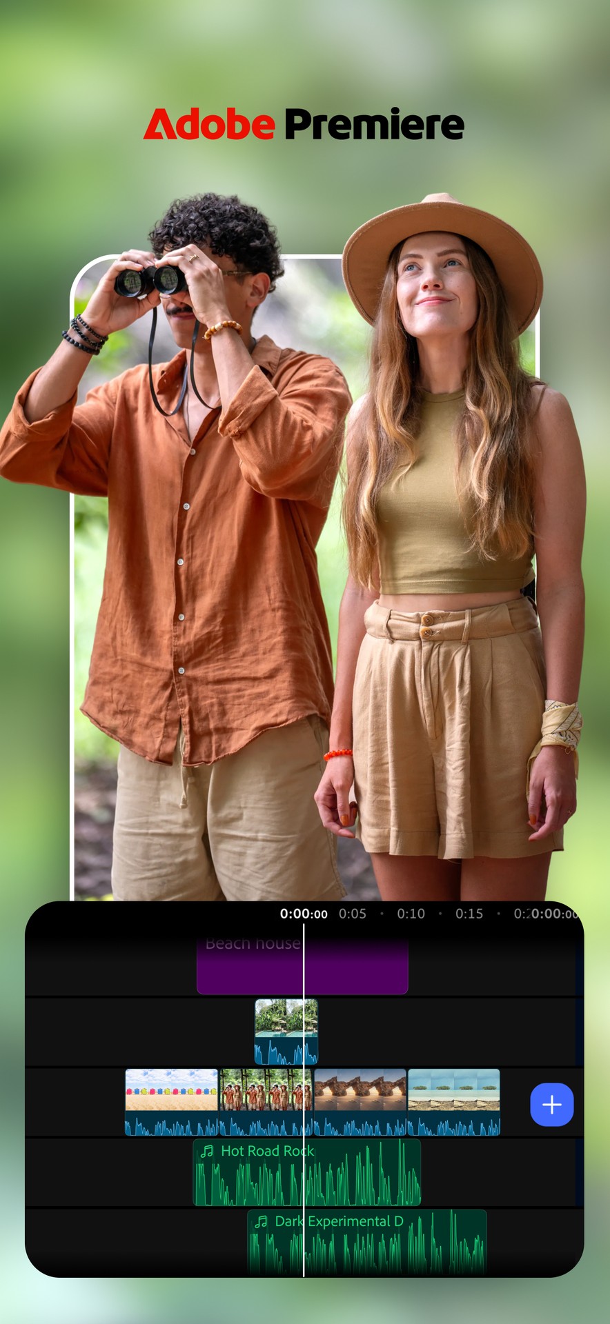 Timeline multifaixa do Adobe Premiere no celular
