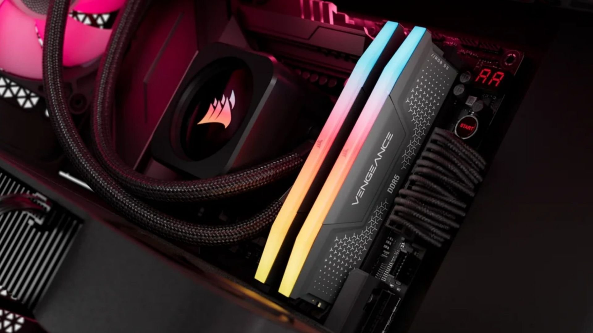 Kit de memória DDR5 instalado em placa-mãe