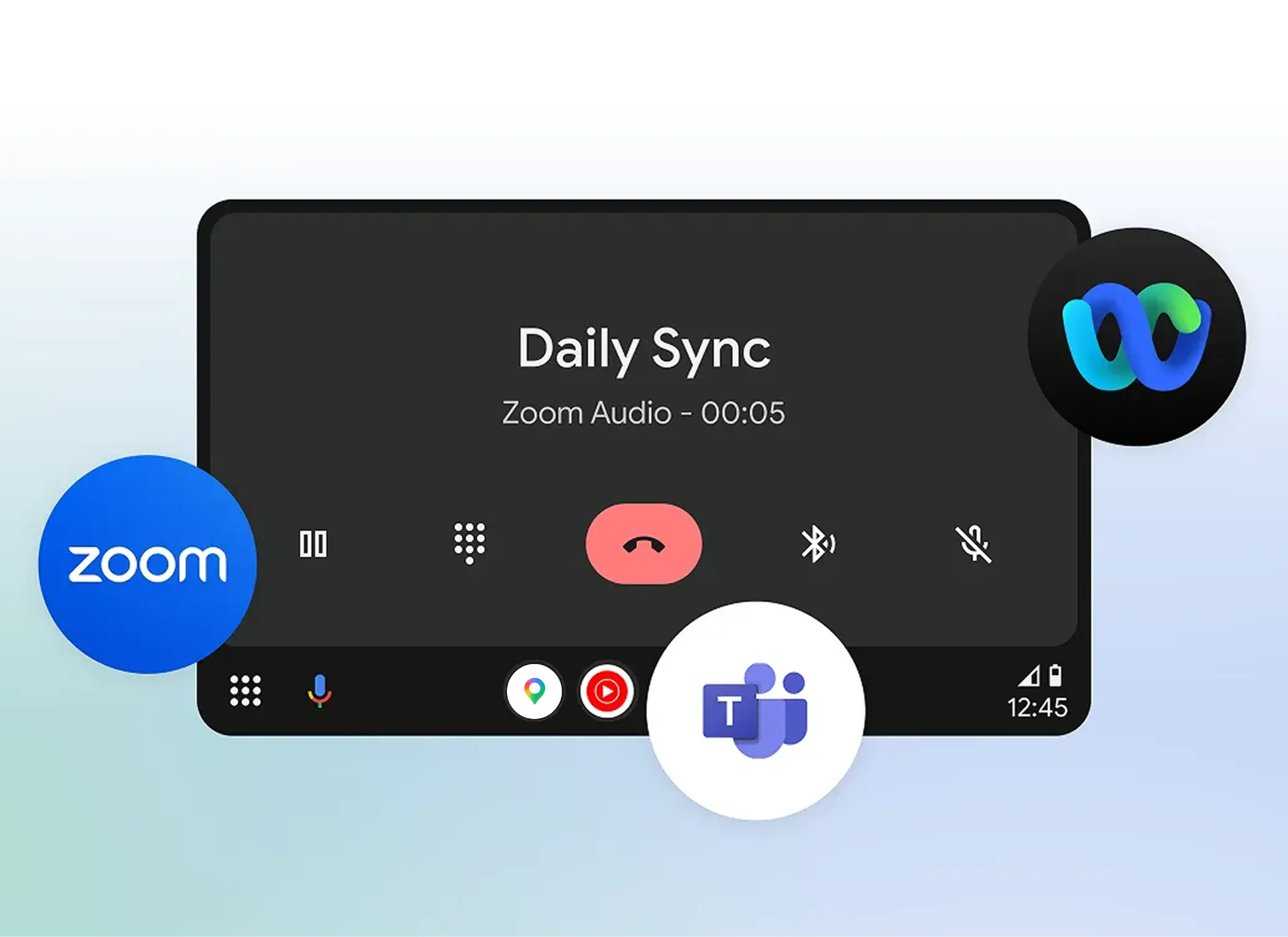 Tela do Android Auto na central multimídia durante uma chamada de áudio