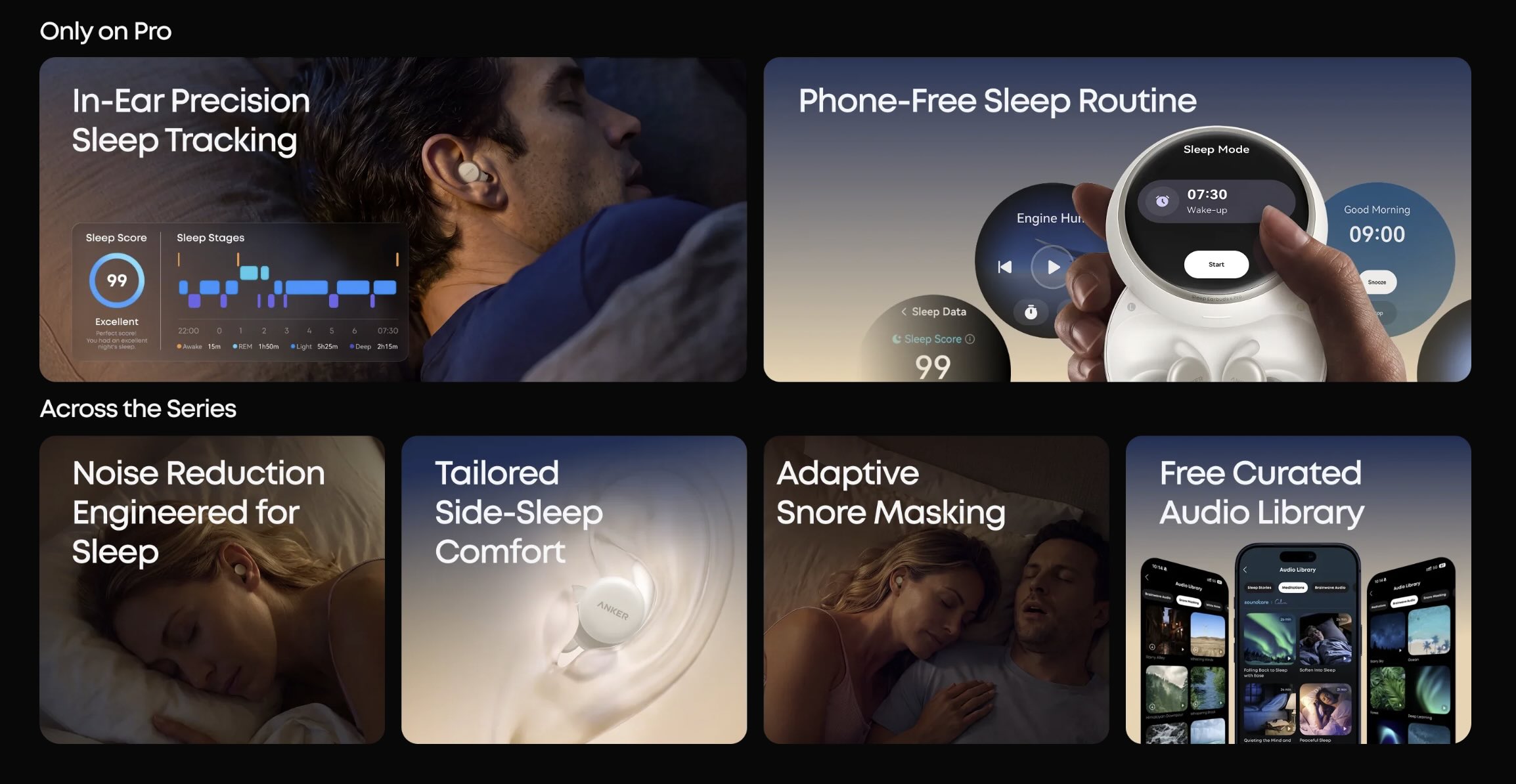 Recursos anunciados pela Anker para a linha Sleep Earbuds 4