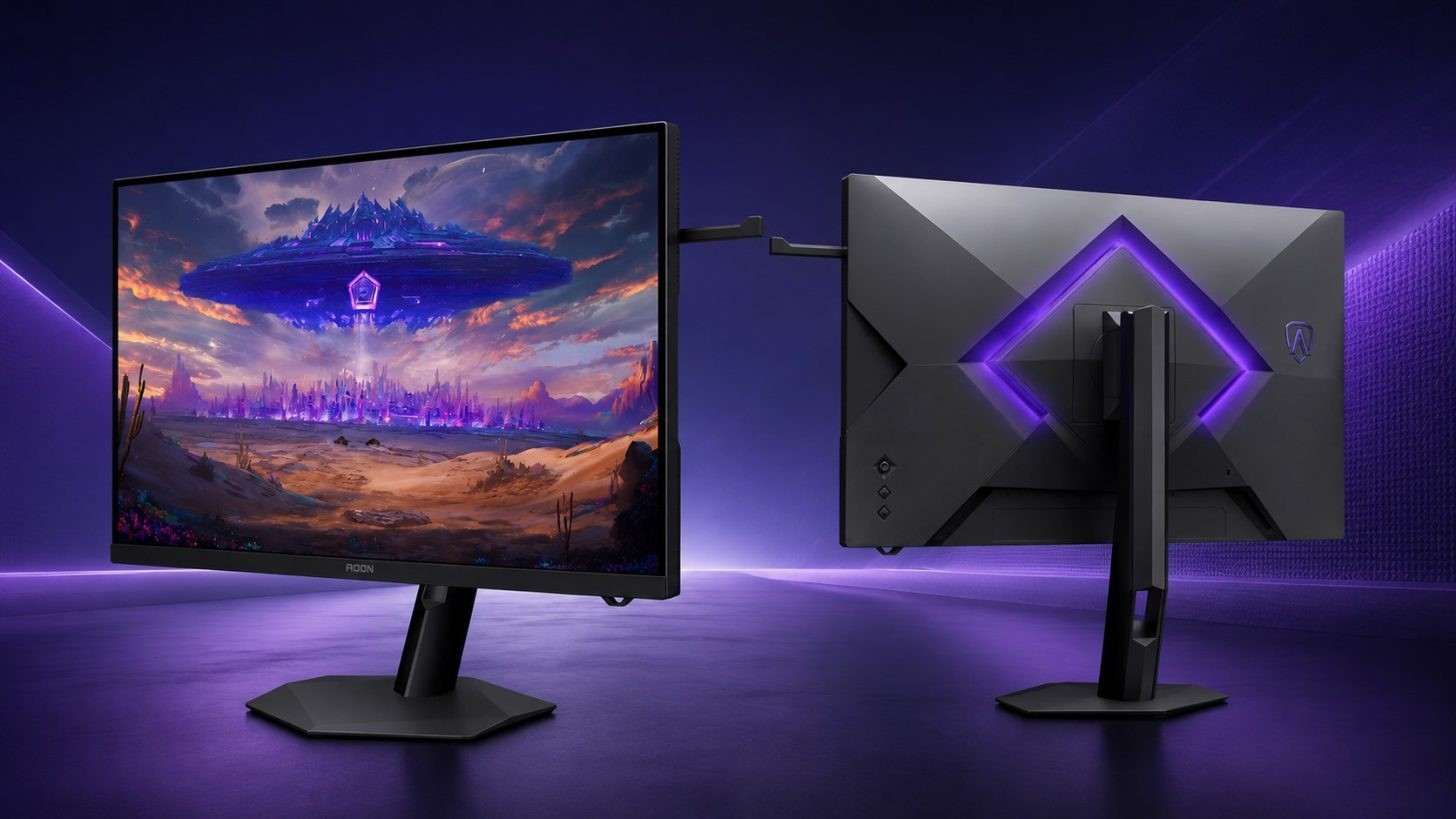Vista frontal e traseira do monitor AOC AGON Ultra