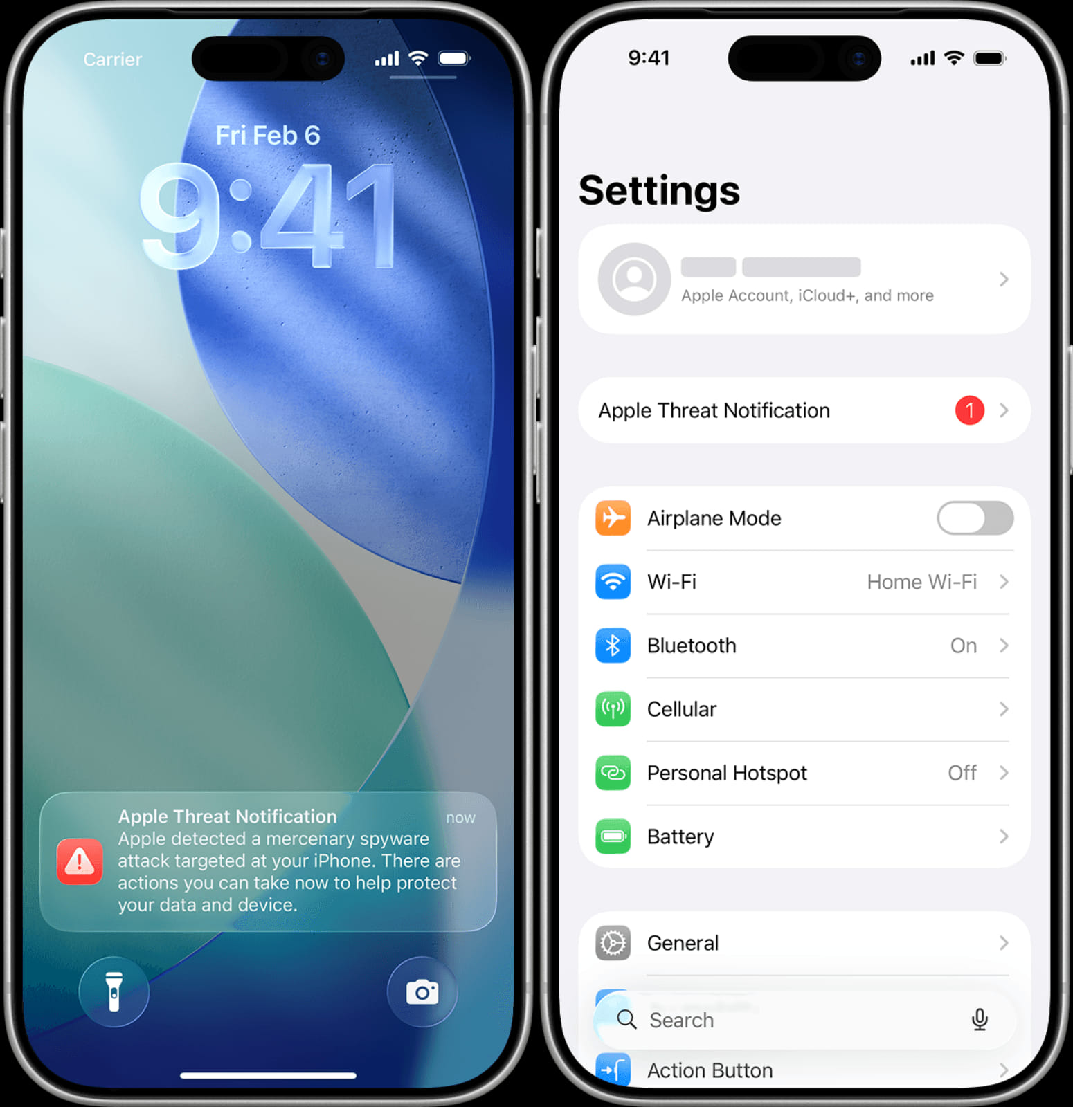 Alerta de spyware da Apple em dispositivos iPhone