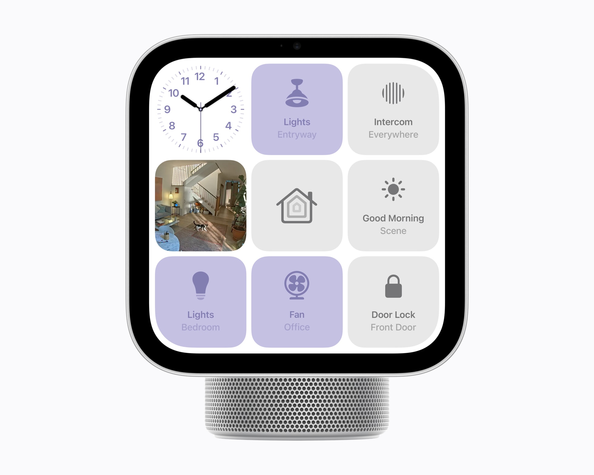 Tela do HomeView com controles de luz, intercomunicador e fechadura da casa