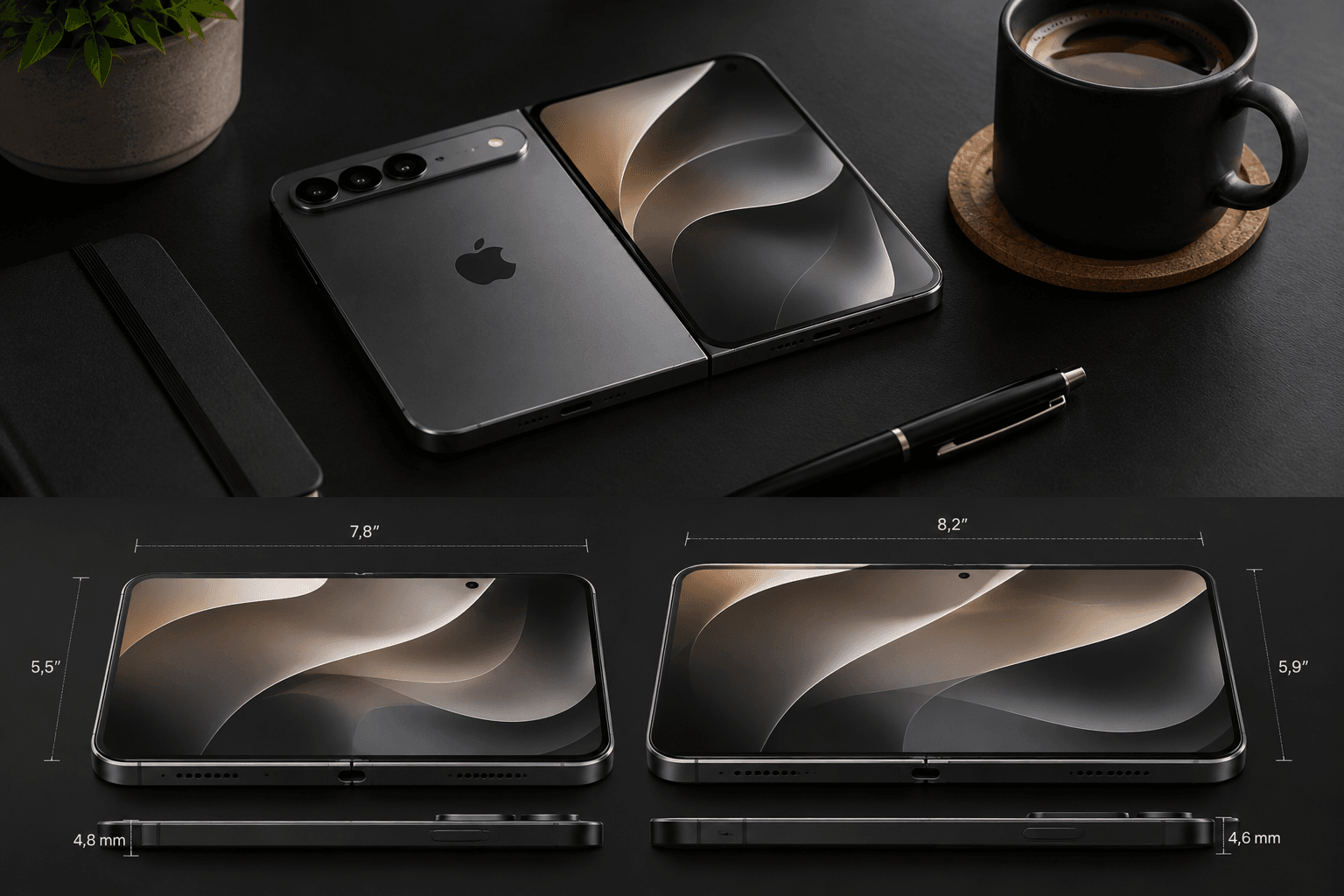 Dimensões especuladas do iPhone Ultra 3 em comparação com as gerações anteriores