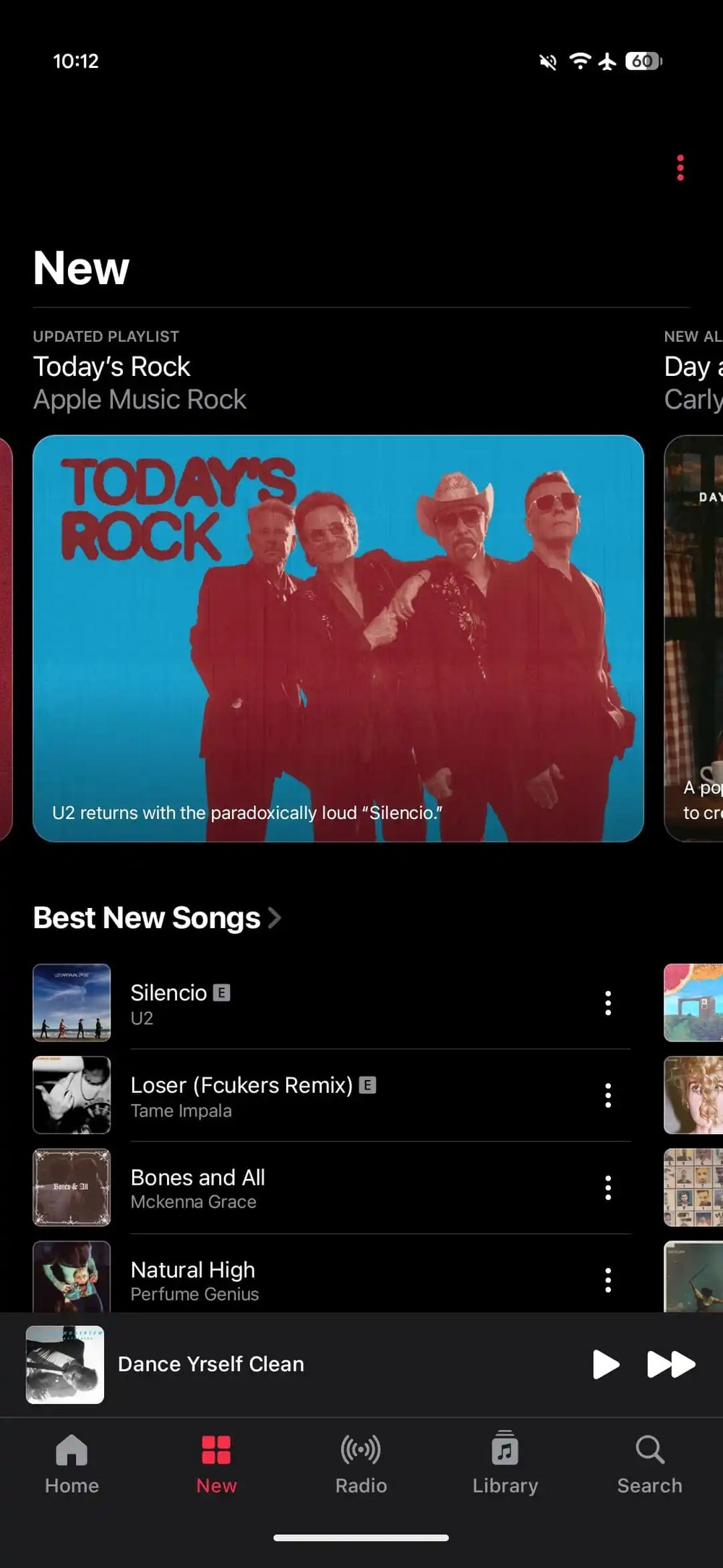 Tela inicial do Apple Music 7.0 beta no Android com a nova barra de abas