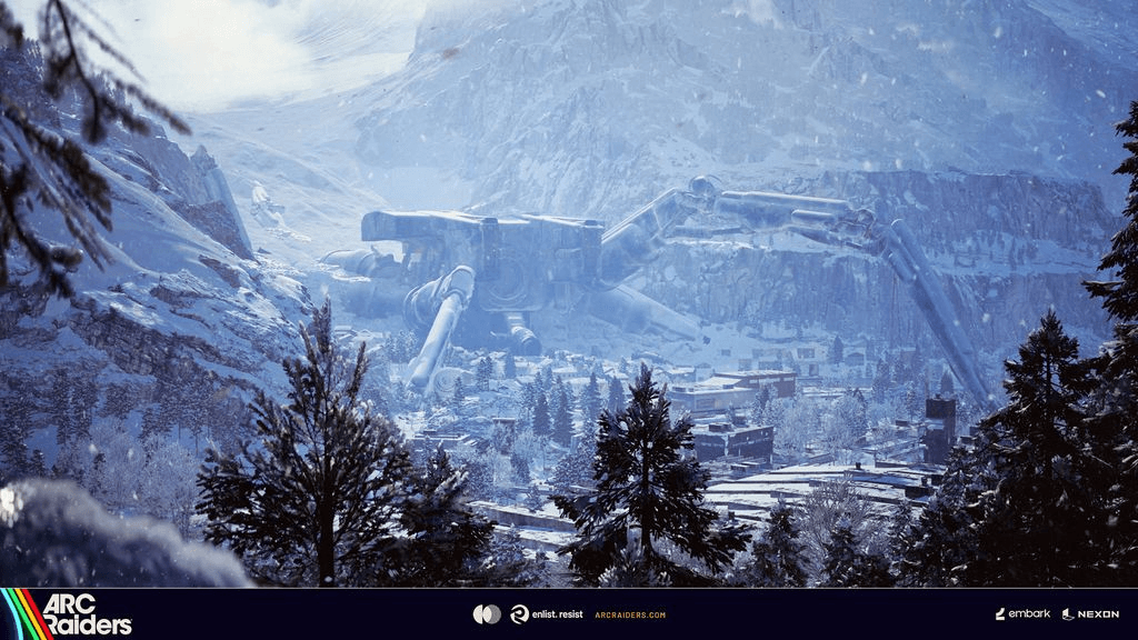 Região montanhosa de Pendola Pass na atualização Frozen Trail de ARC Raiders.