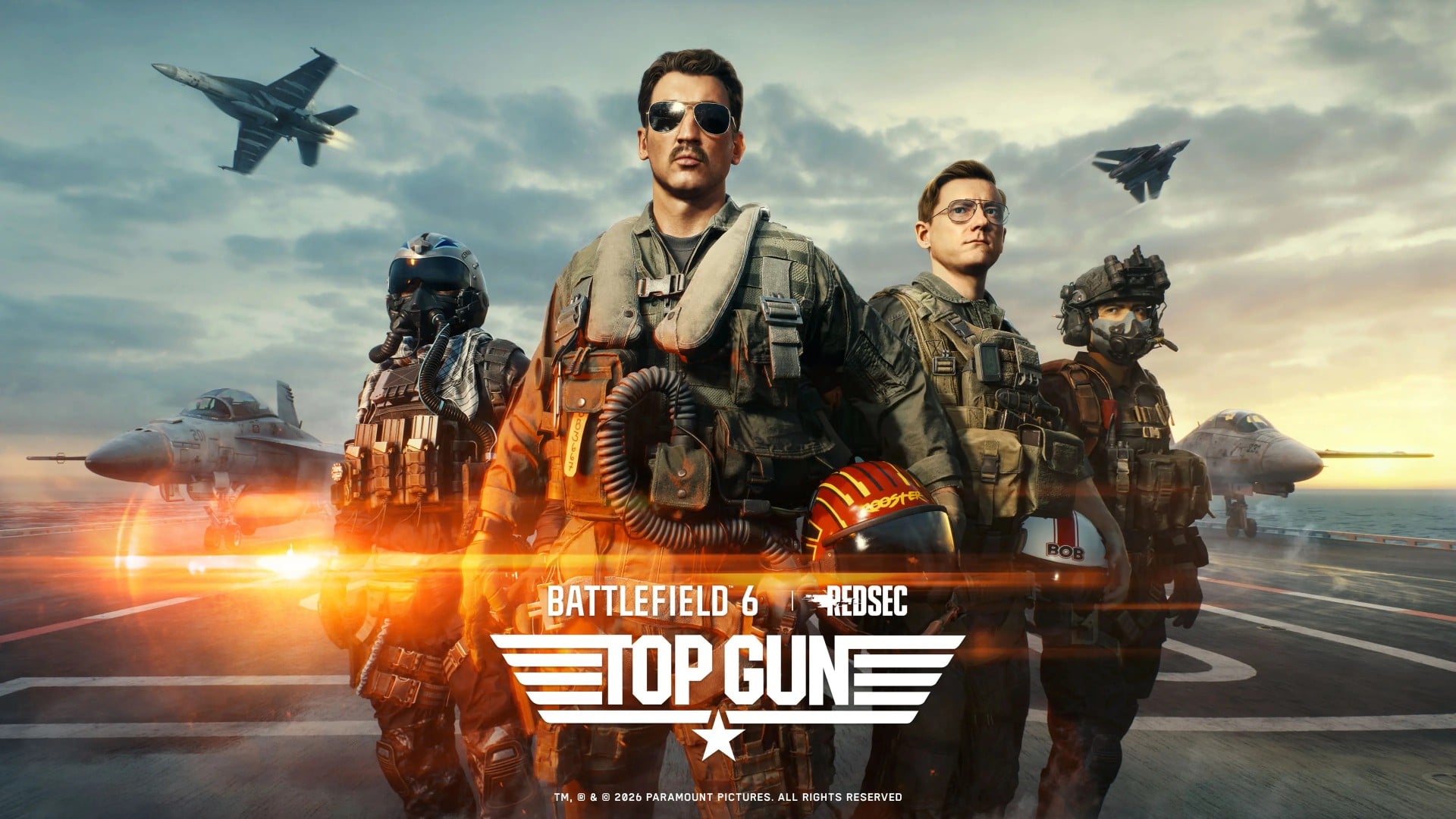 Cenário aeronaval de Battlefield 6 com o crossover de Top Gun: Maverick