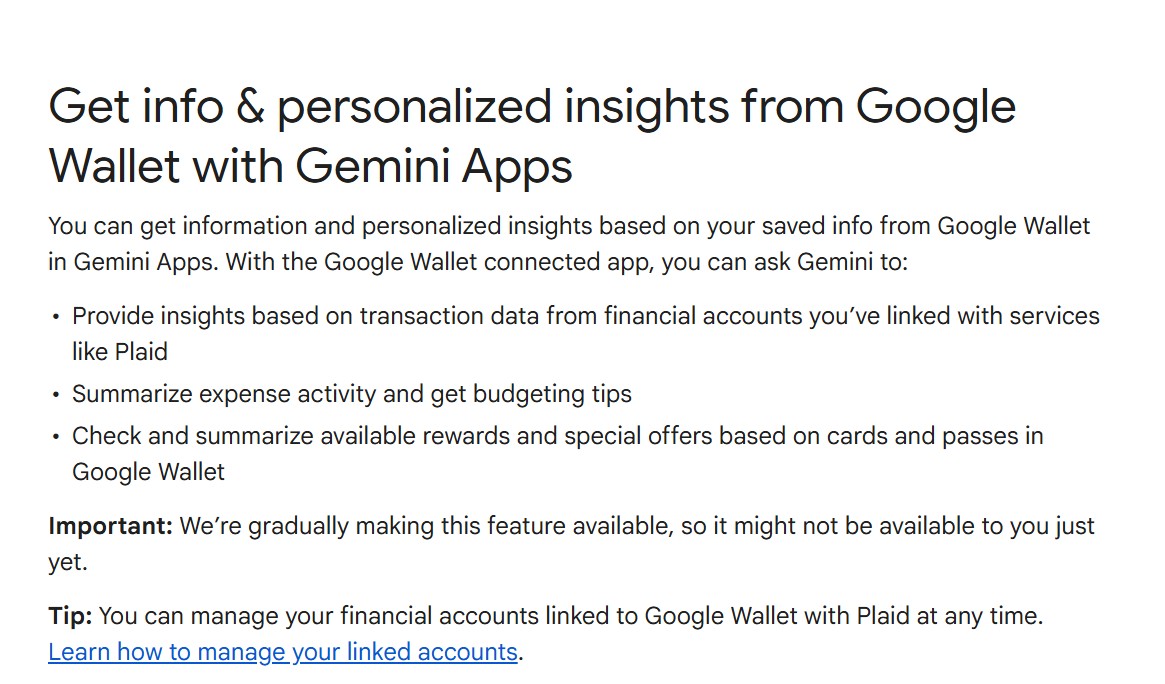 Página de ajuda do Google sobre as análises da Carteira no Gemini
