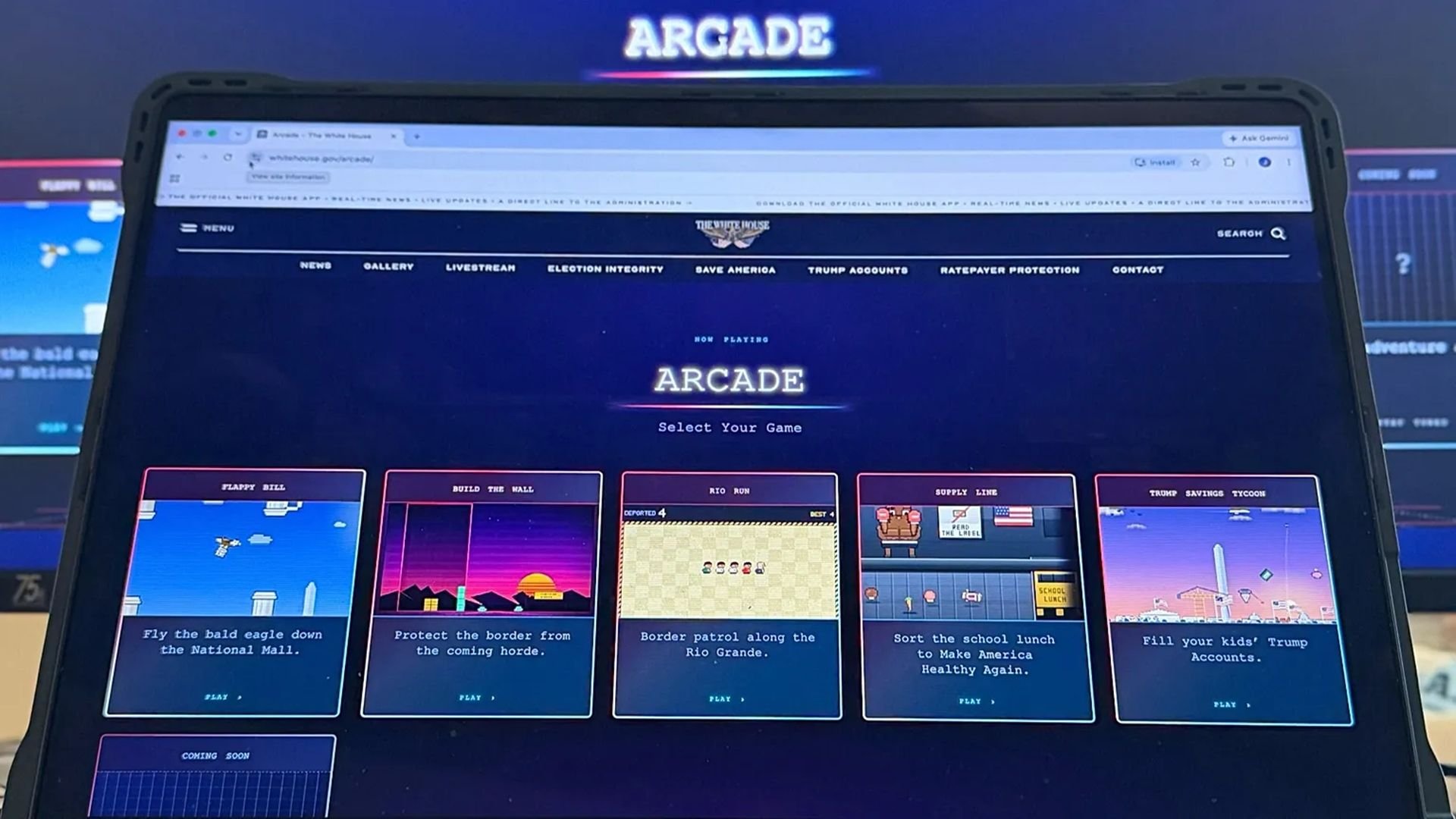 Casa Branca lança Arcade: site com 5 jogos retrô que promovem políticas de Trump