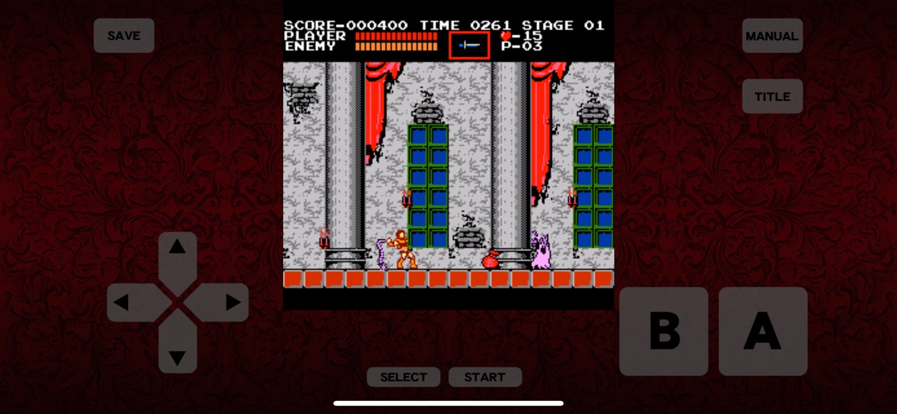 Castlevania no celular com controles virtuais na tela
