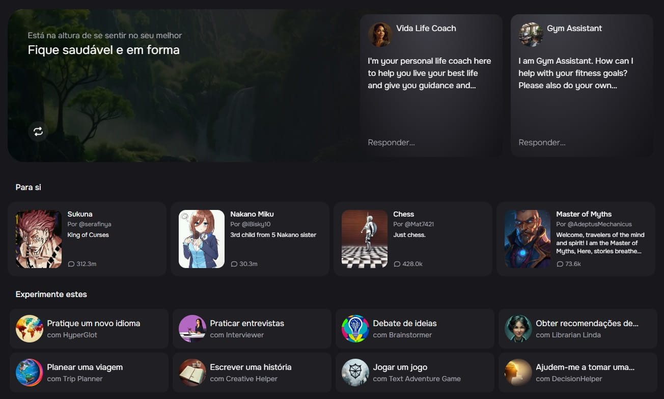 Imagem da Character.AI publicada na cobertura sobre a plataforma.