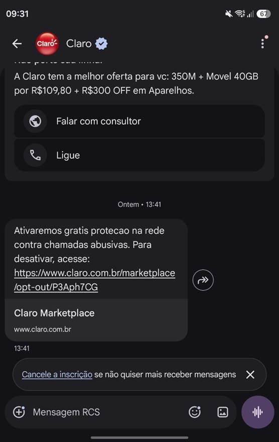 Claro libera bloqueio gratuito de telemarketing abusivo para todos os clientes móveis