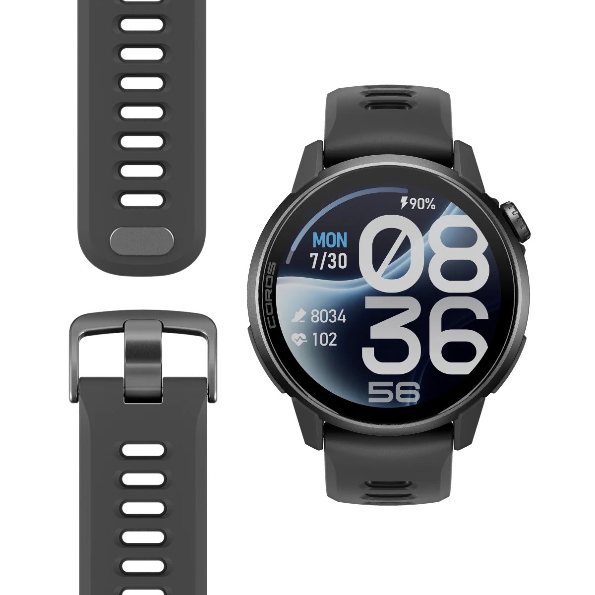 COROS Pace 4 Pro preto com pulseira de silicone