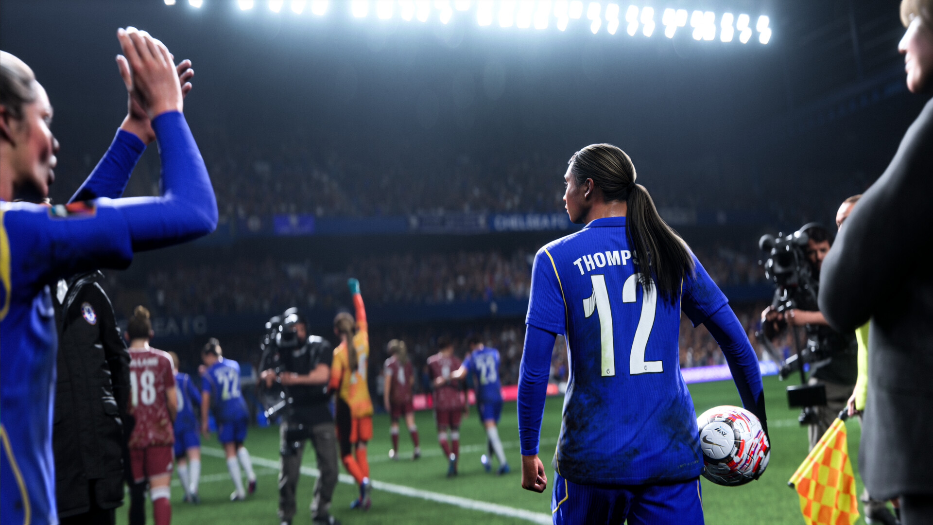 Jogadora do Chelsea antes de cobrar lateral no EA Sports FC 27
