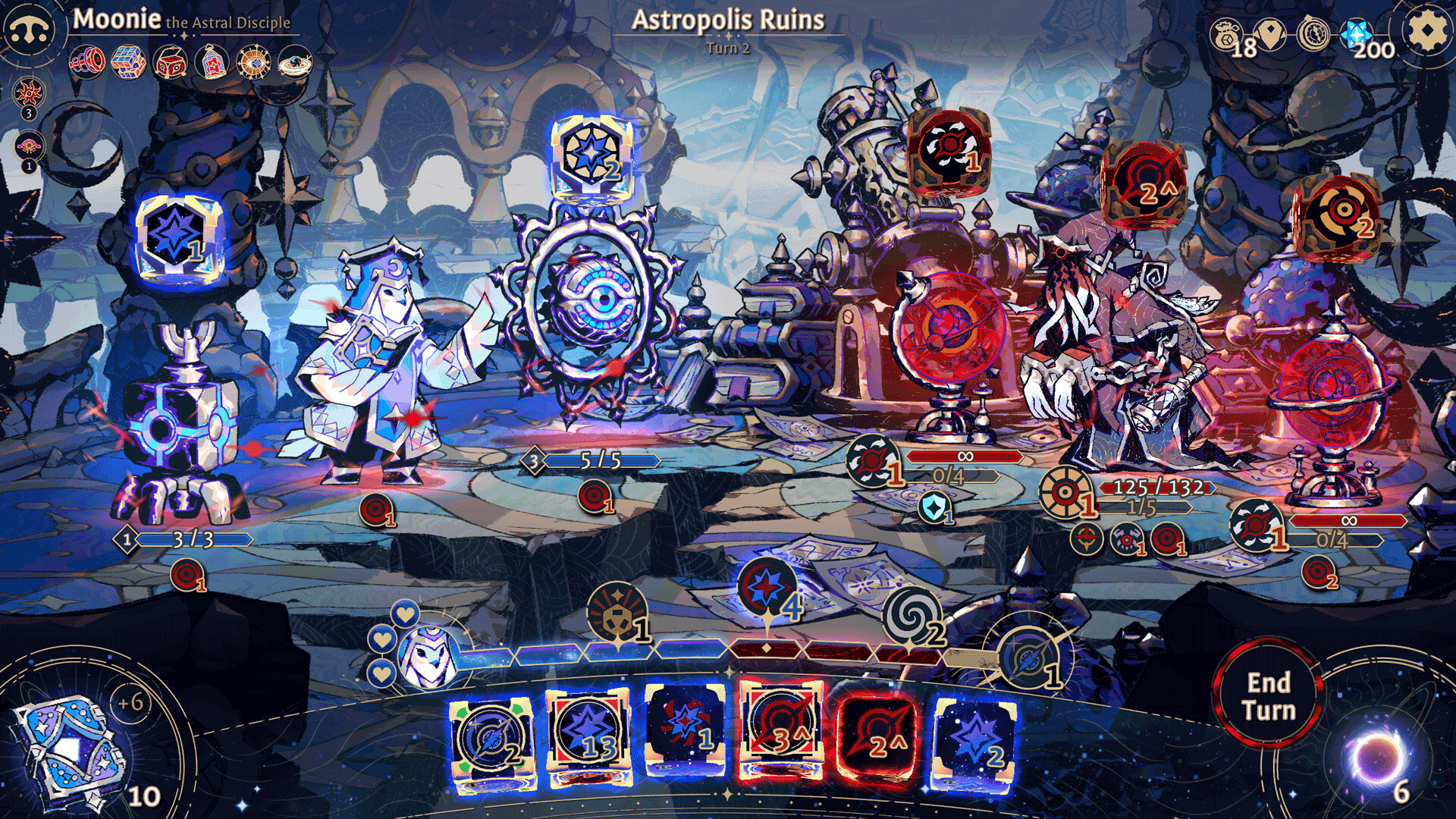 Combate por turnos com dados em Astrea: Six-Sided Oracles