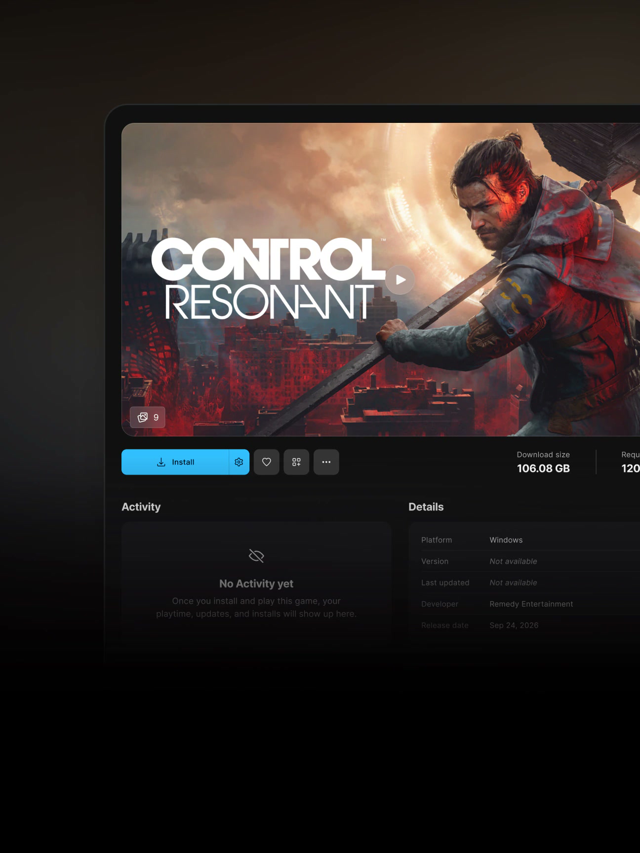 Página de jogo no novo launcher da Epic Games