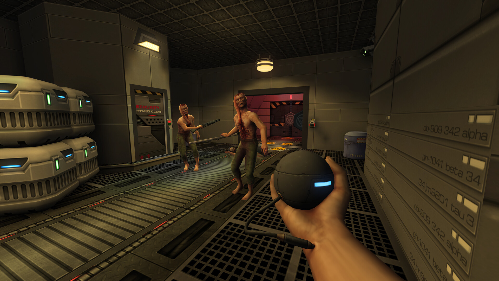 Corredor da nave Von Braun em System Shock 2: 25th Anniversary Remaster