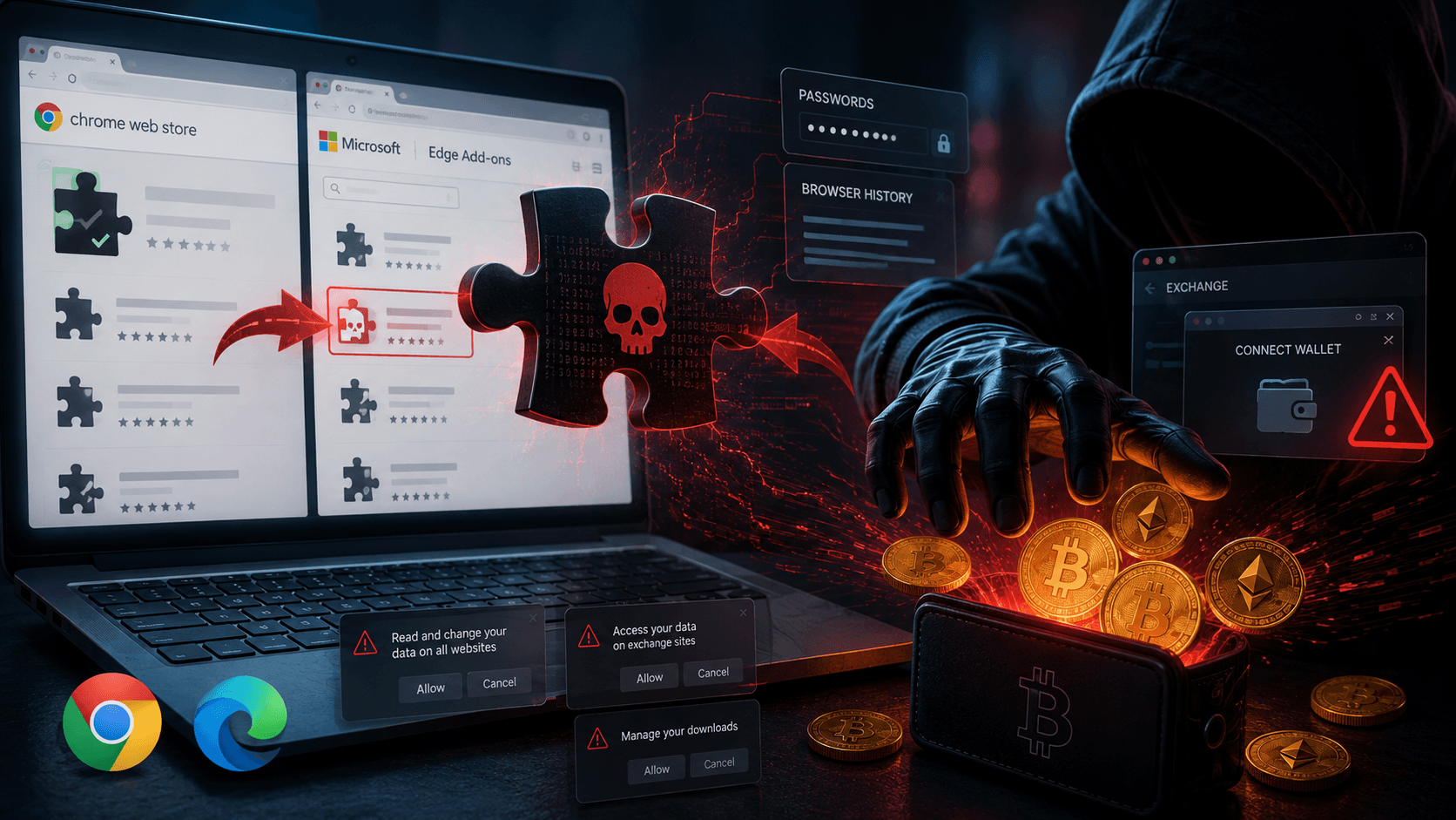 19 extensões de Chrome e Edge são flagradas roubando senhas e carteiras de criptomoedas
