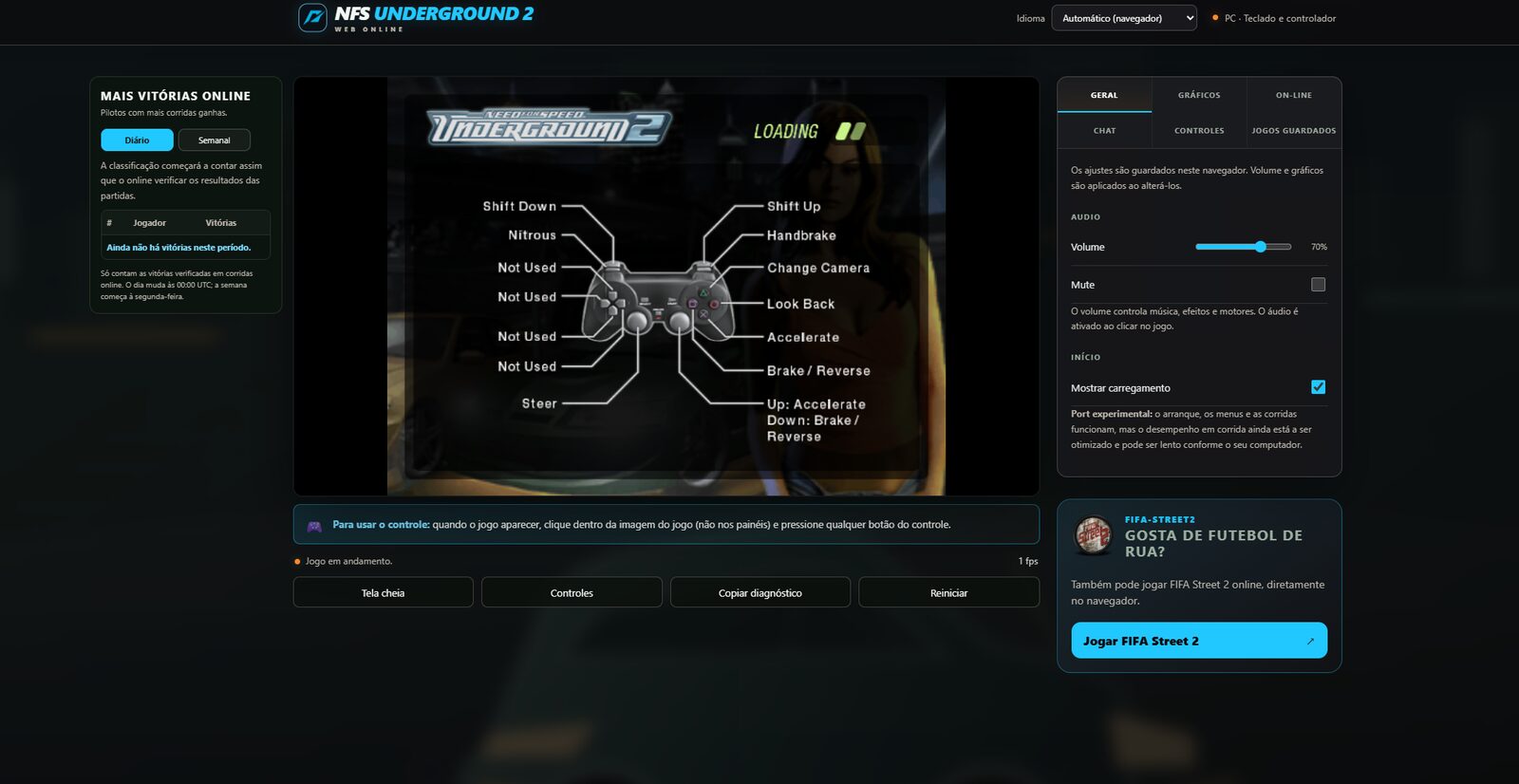 FIFA Street 2 e NFS Underground 2 rodam grátis no navegador em versão não oficial feita com IA