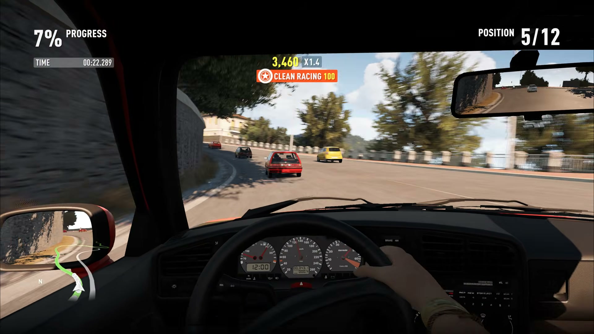 Corrida vista de dentro do carro em Forza Horizon 2, extraída da demonstração publicada pelo projeto Azimuth