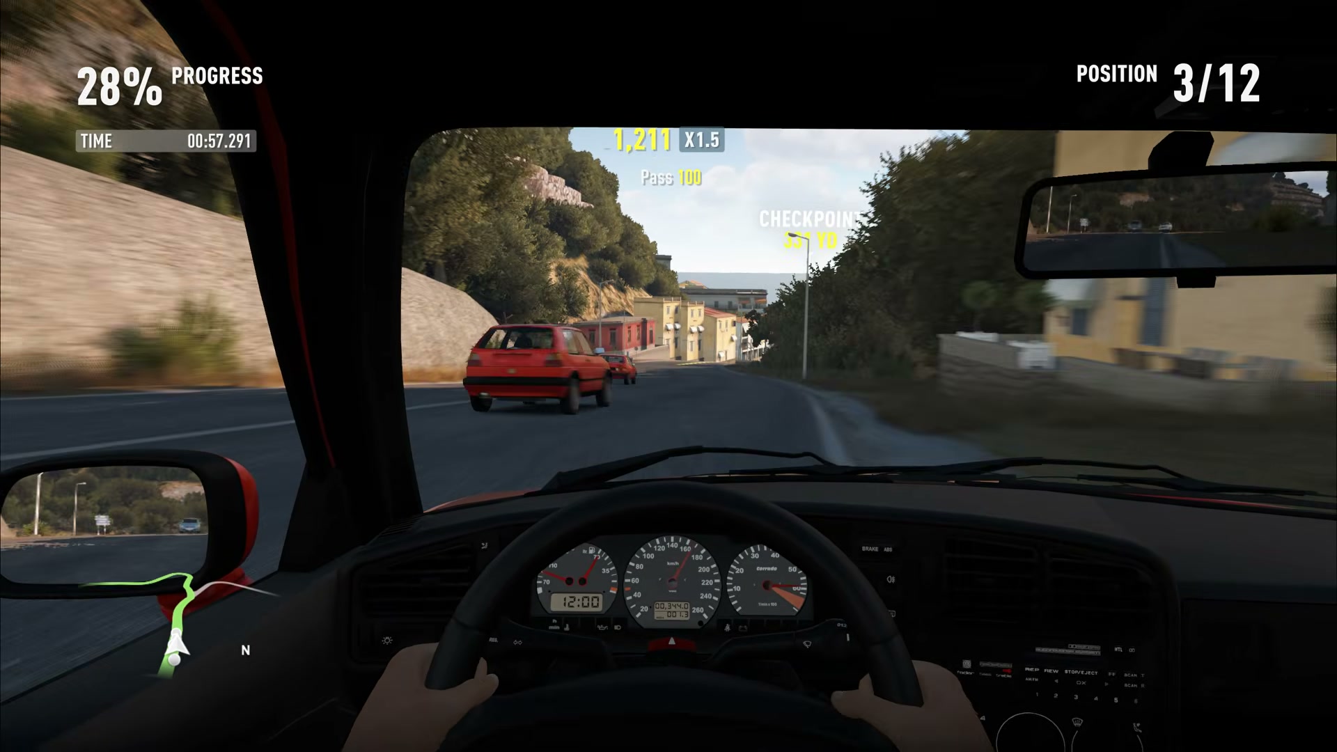Carros em uma estrada na demonstração de Forza Horizon 2 apresentada pelo desenvolvedor do Azimuth