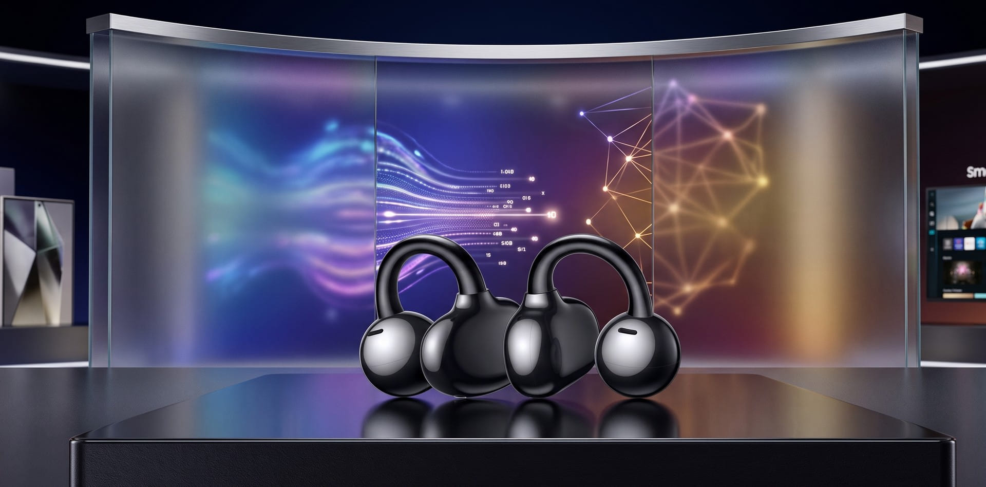 Render de fones clip-on da Samsung