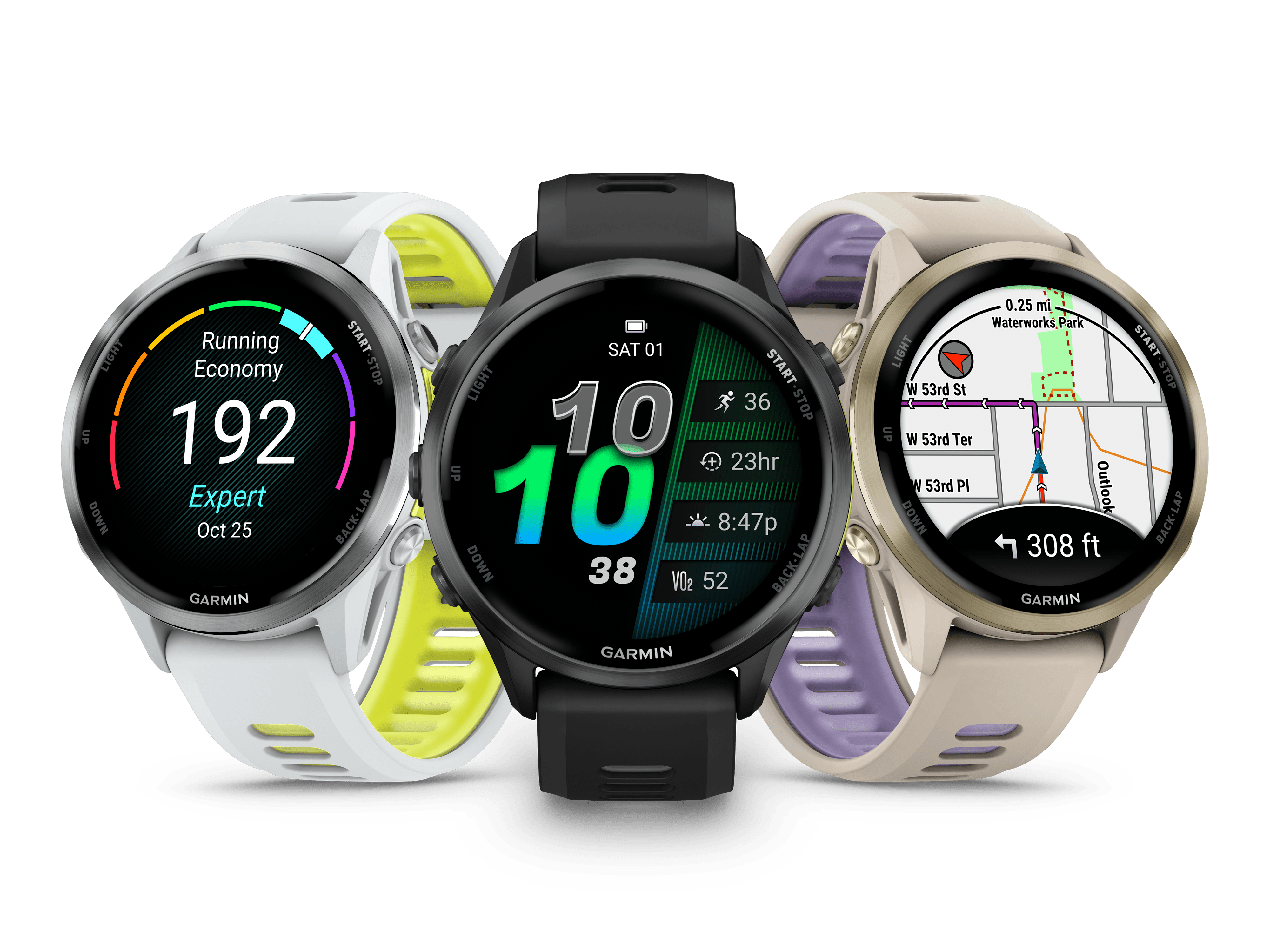 Garmin Forerunner 970 em três acabamentos