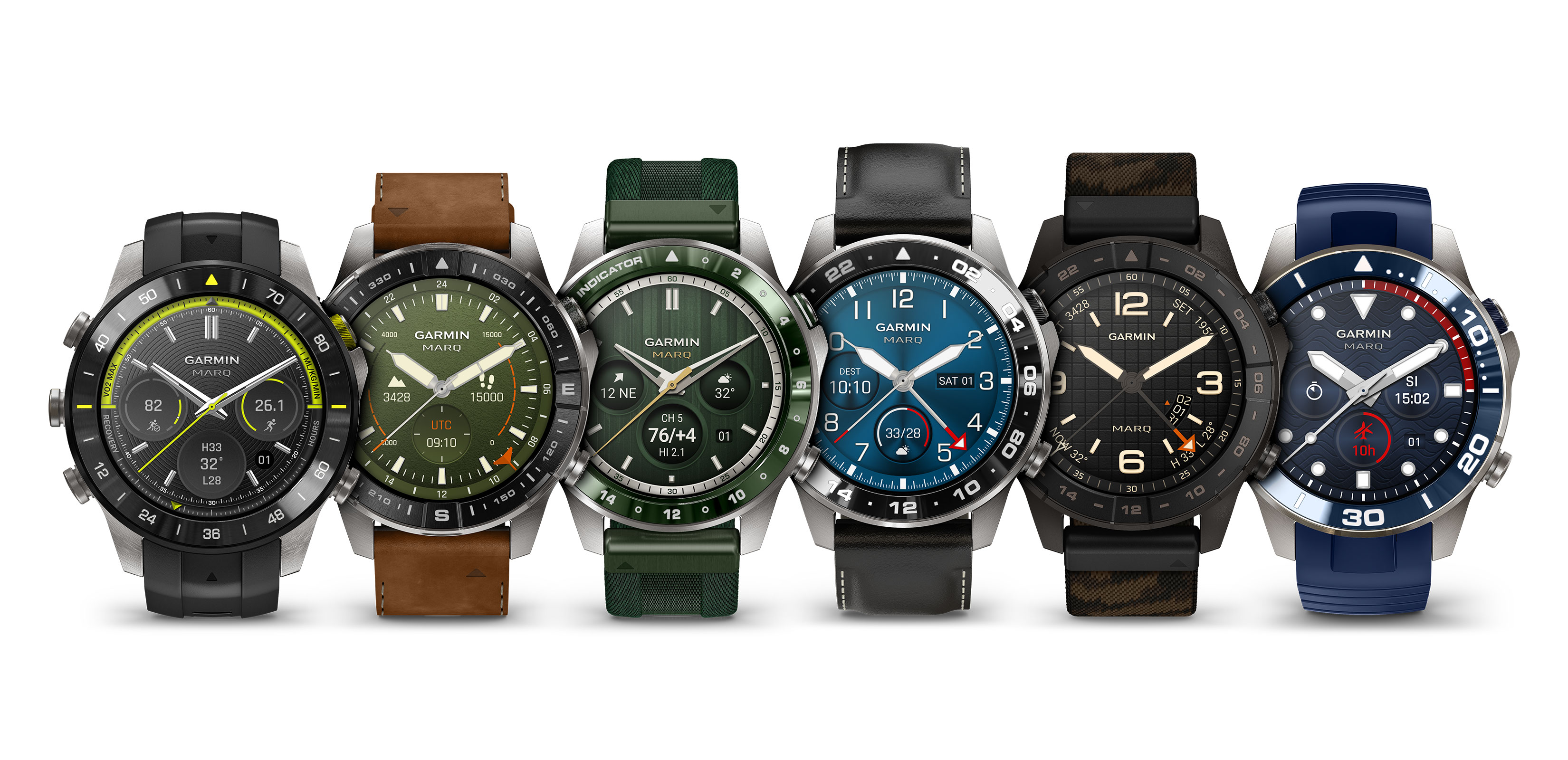 Seis modelos da terceira geração Garmin MARQ