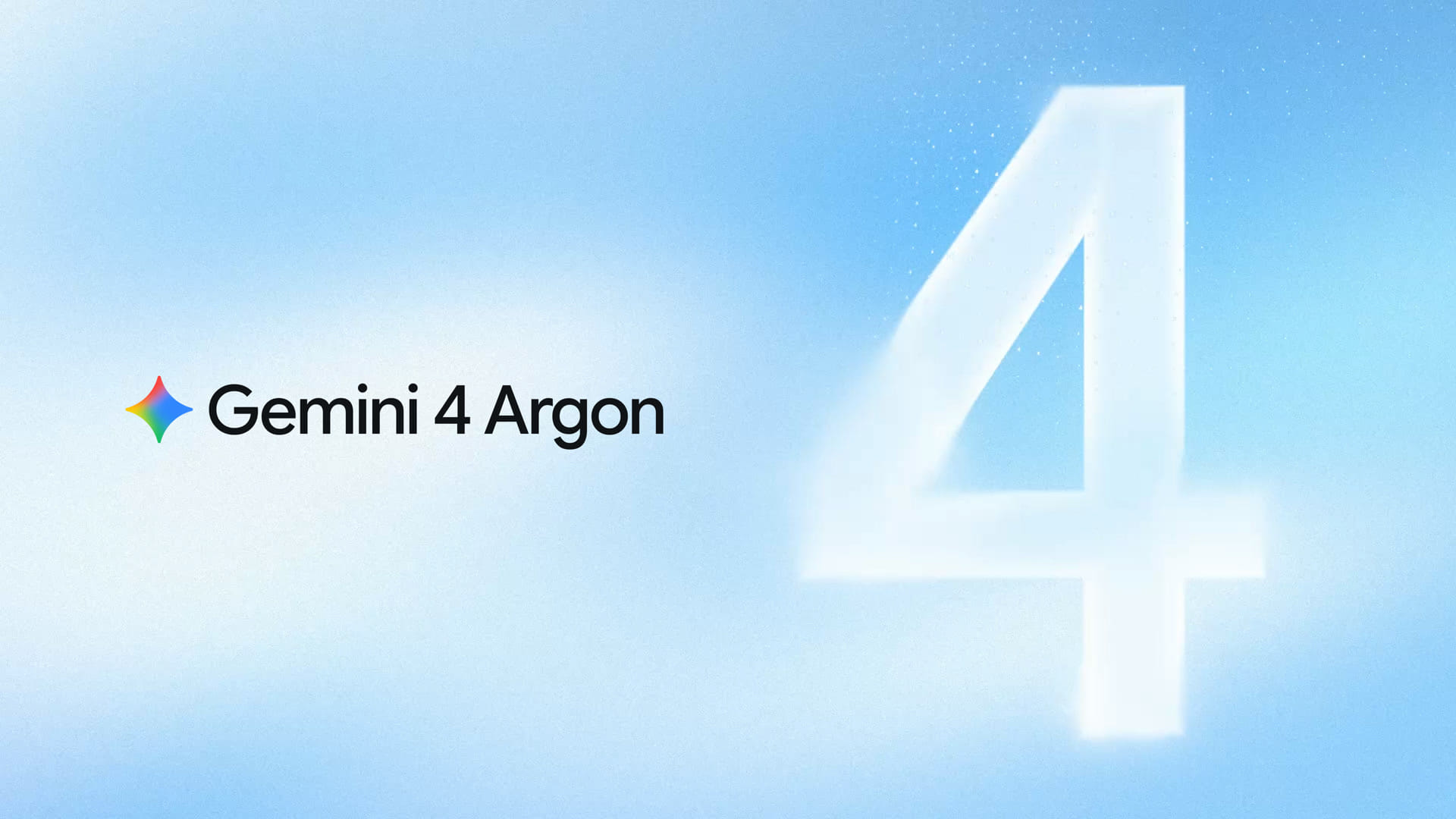 Arte oficial do Gemini 4 Argon com o número 4 em fundo azul claro