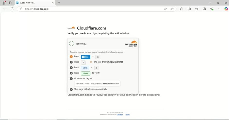 Exemplo de instrução maliciosa do golpe ClickFix