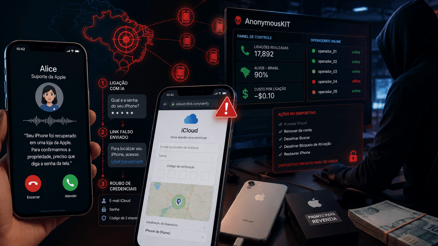 Golpe usa voz clonada por IA para desbloquear iPhones roubados e mira o Brasil