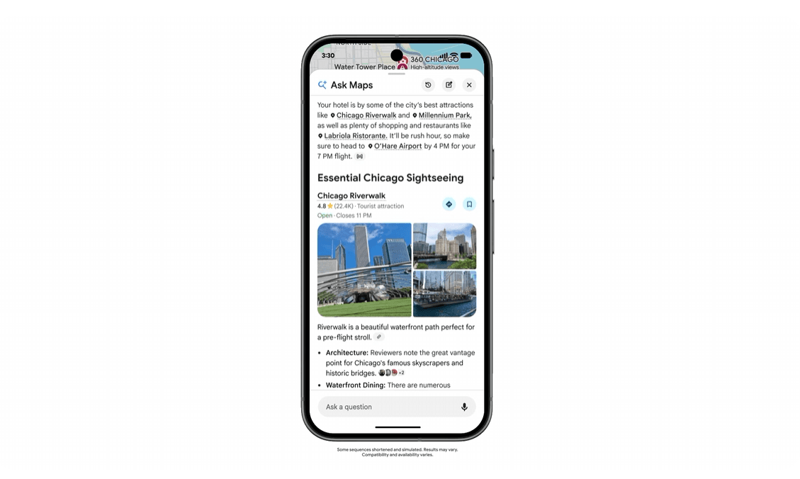 Gemini integrado ao Google Maps com sugestões personalizadas