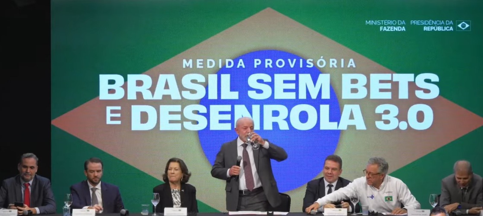Anúncio da medida provisória que proíbe as bets, em Brasília
