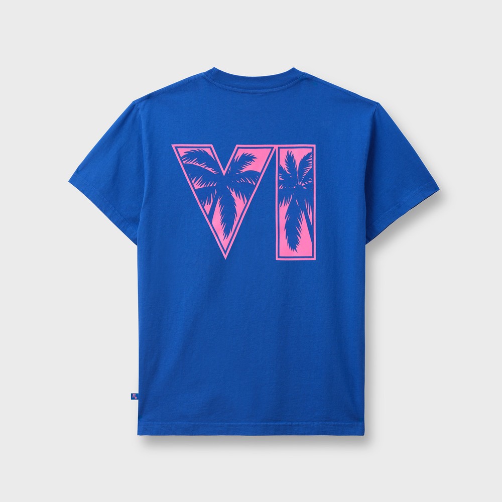Camisetas da coleção oficial de GTA 6, com estampas e cores diferentes