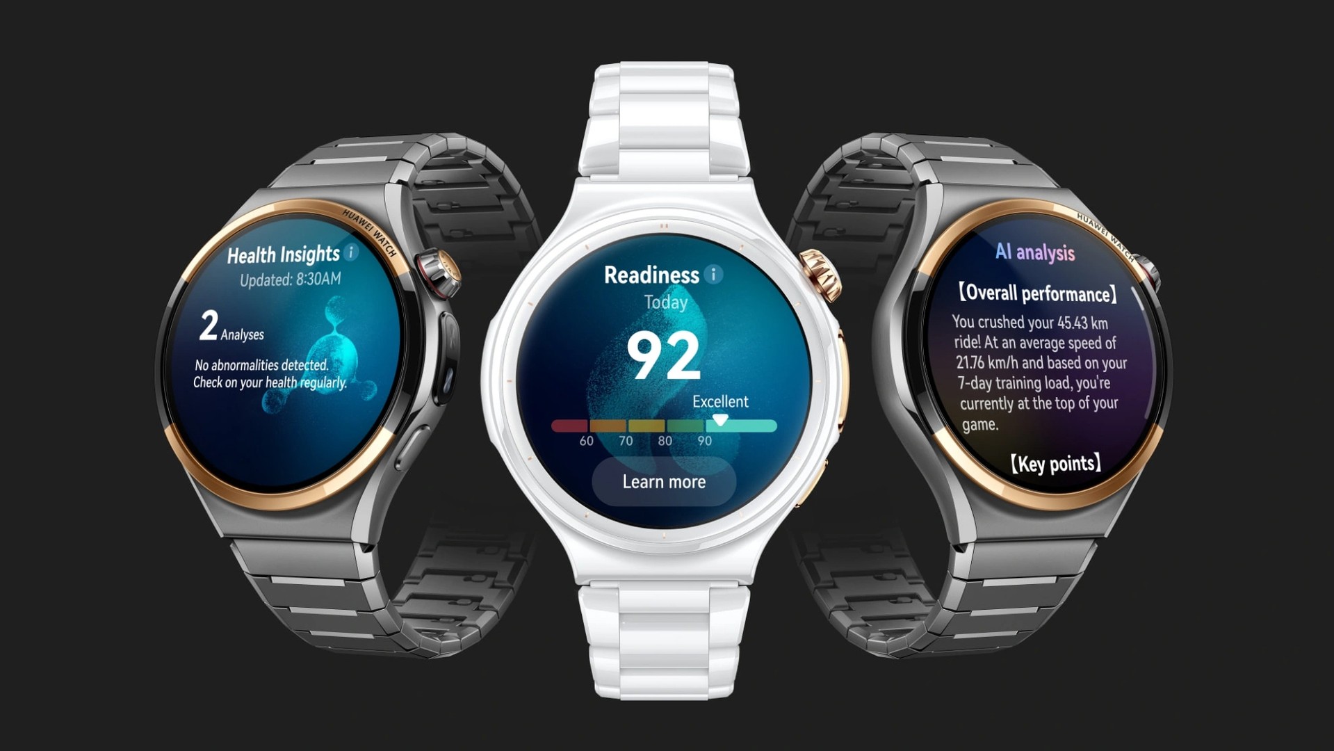 Huawei Watch 6 Pro em titânio e cerâmica sobre fundo escuro