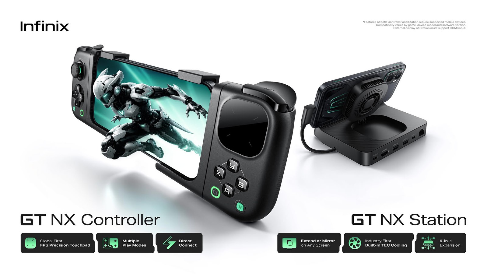 Infinix GT NX Station e GT NX Controller transformam o celular num 'Switch' ligado à TV
