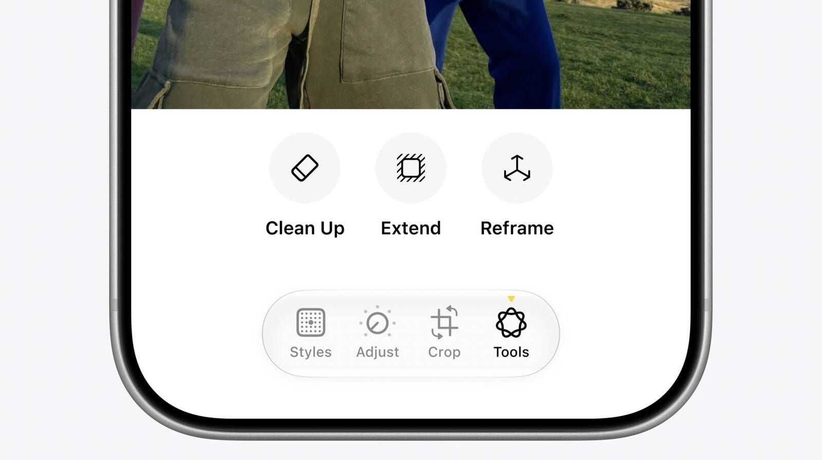 Recursos Estender e Reenquadrar no app Fotos do iOS 27