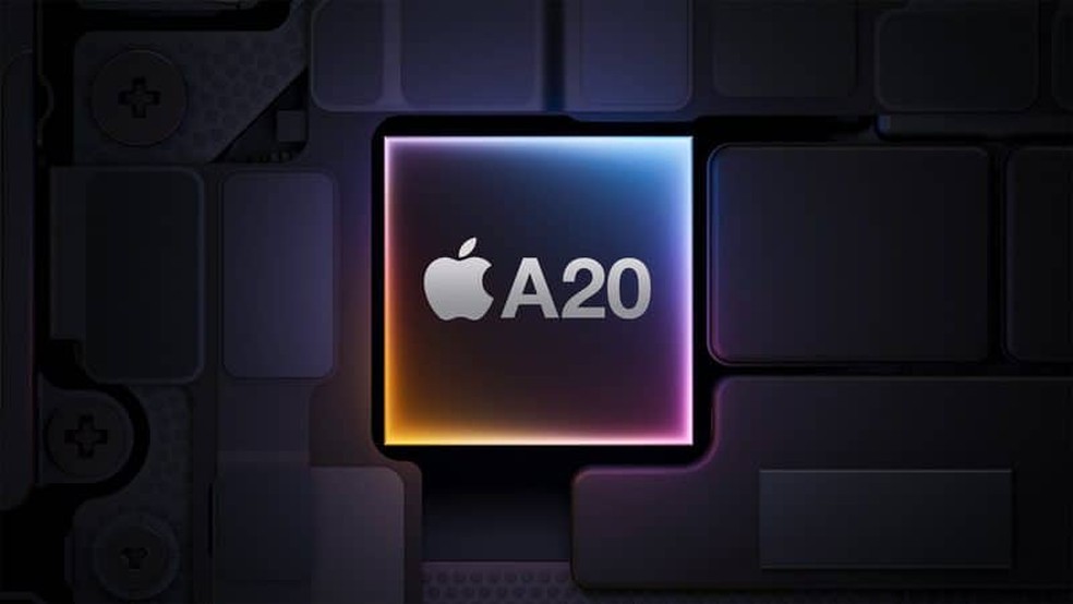 Suposto chip A20 do iPhone 18 Pro em render