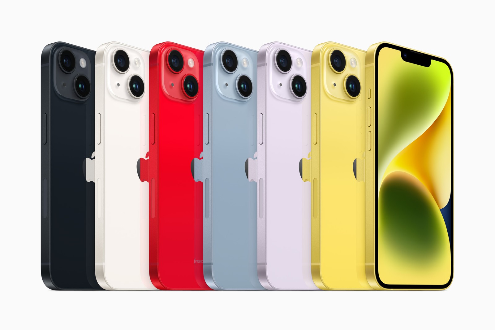 Linha de iPhone 14 em várias cores