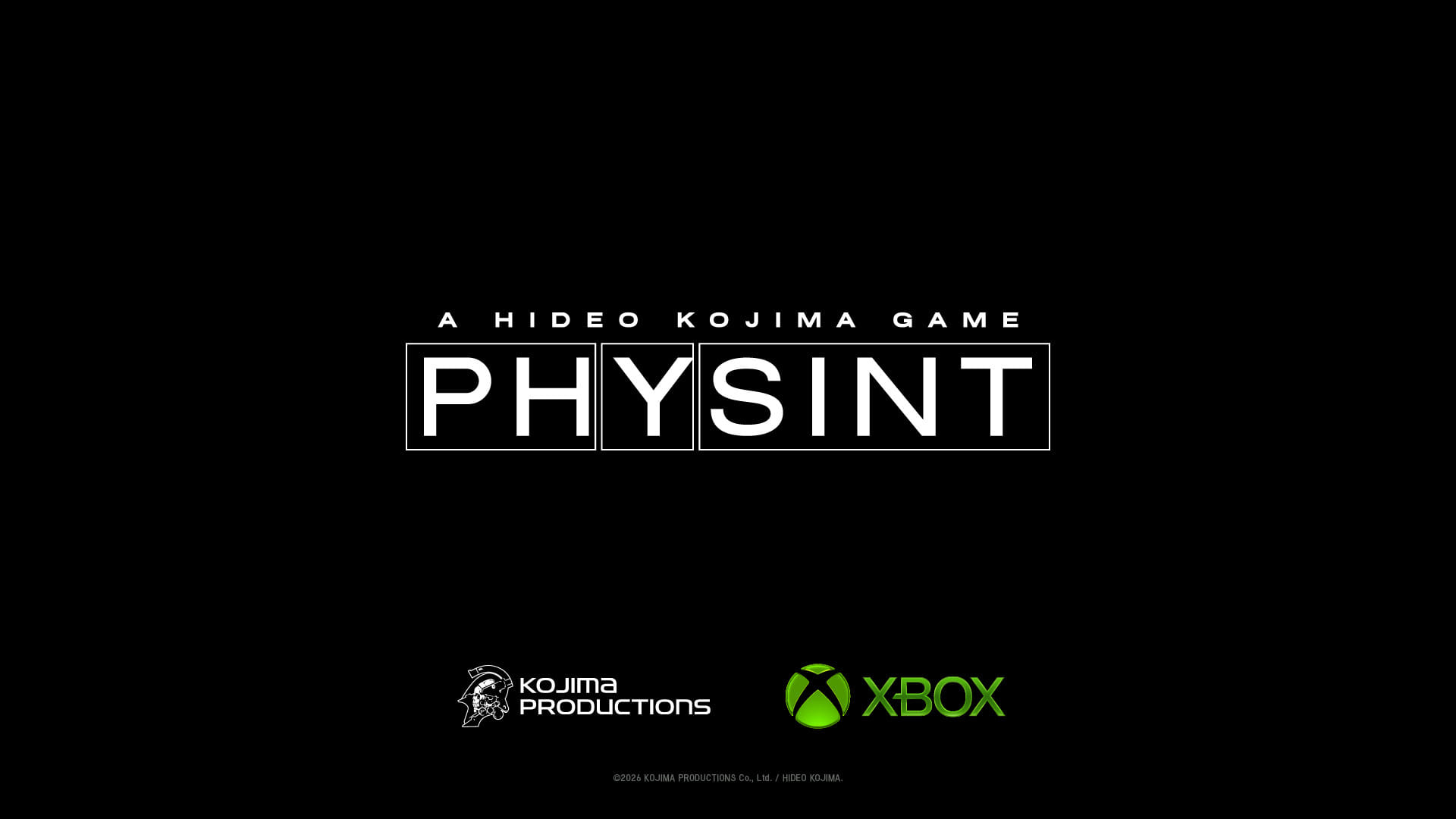 Logo de Physint com as marcas Kojima Productions e Xbox