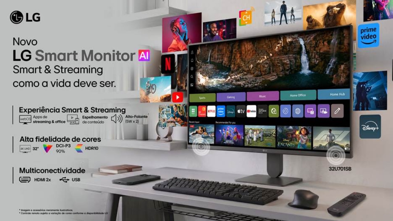 LG lança quatro Smart Monitors com webOS 26 no Brasil, com streaming sem PC