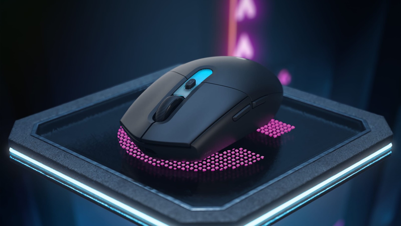 Render do G305 X SUPERLIGHT em preto sobre a base da série G3