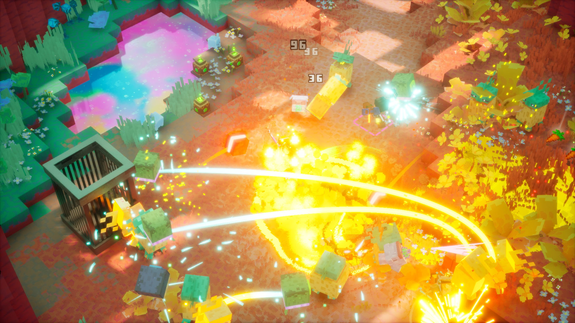 Combate em área colorida do Sift em Minecraft Dungeons II