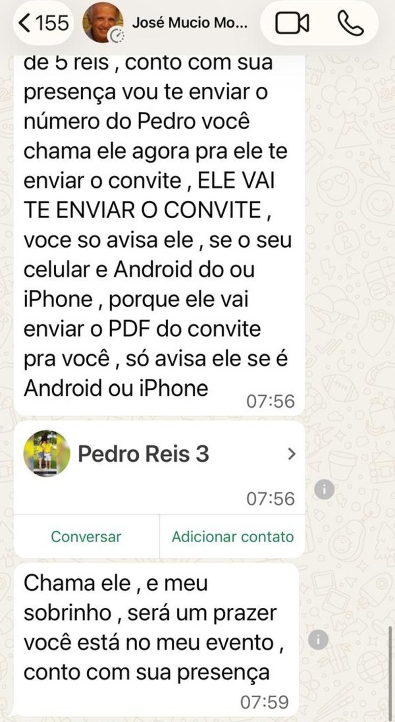 Print da conversa do perfil falso divulgado pelo ministério