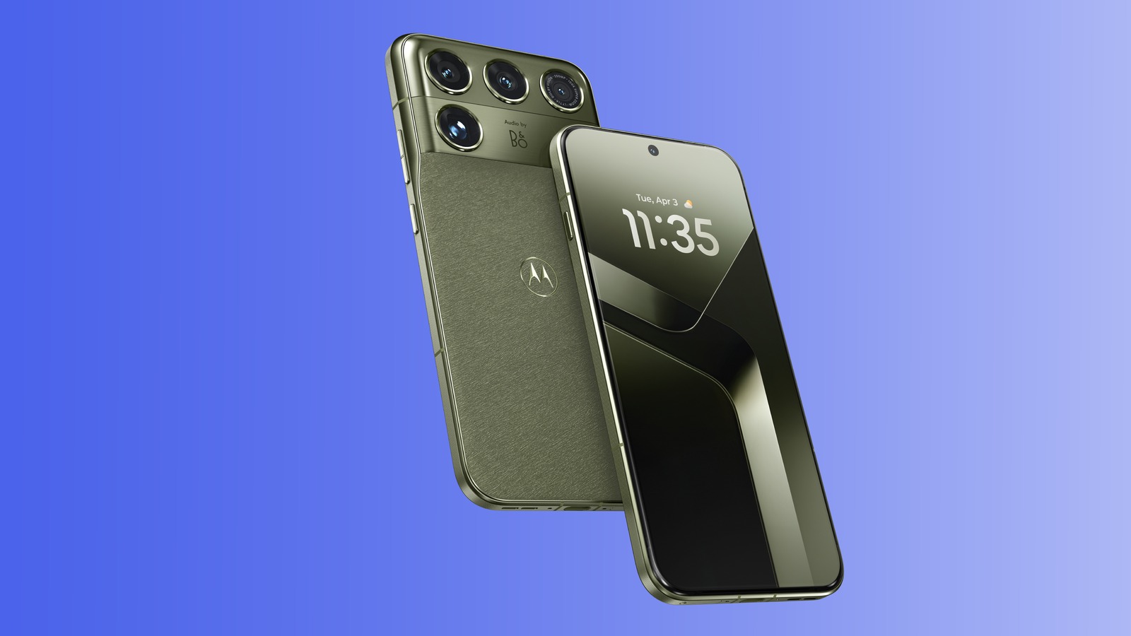 Motorola Signature 27 na cor verde, visto de frente e de costas