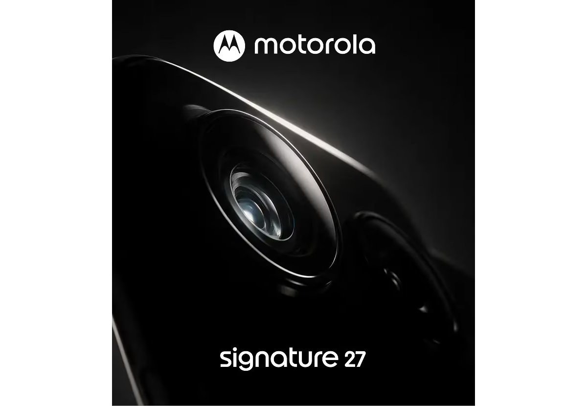 Teaser oficial do Motorola Signature 27 com close do módulo de câmera