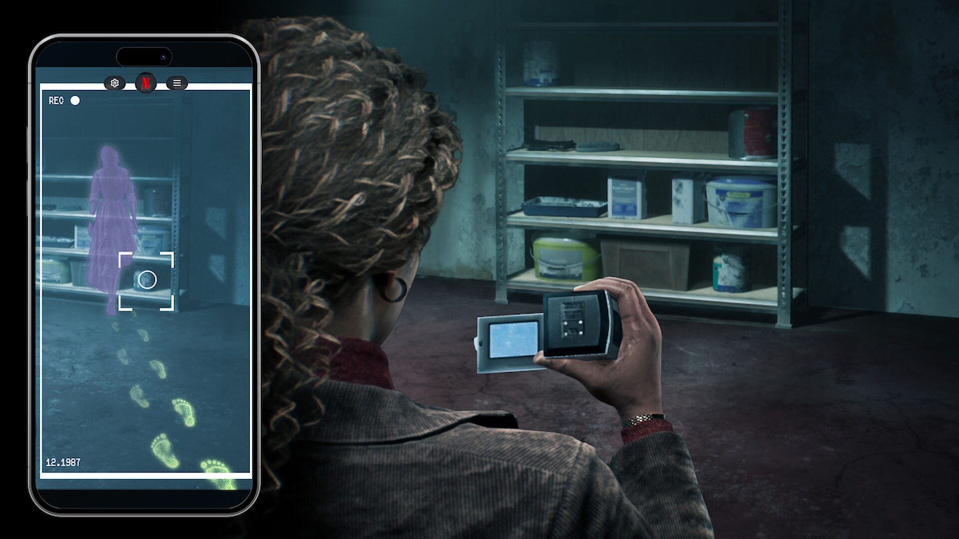 Cena de investigação paranormal no jogo The Conjuring: Unspoken